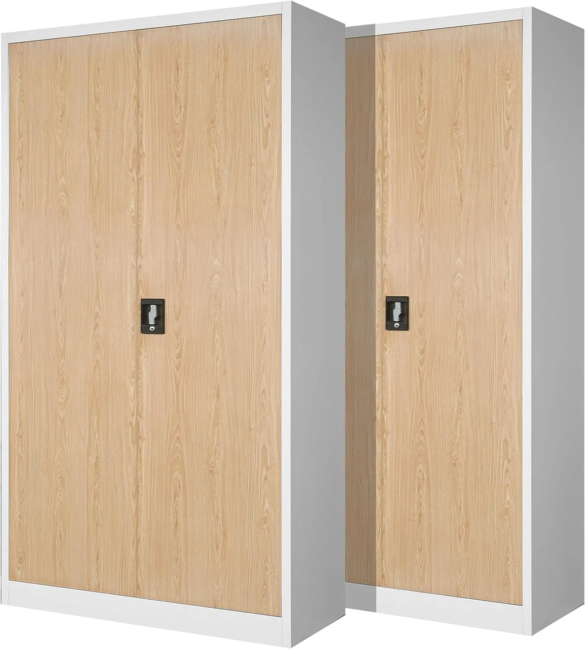 Zestaw 2 Szaf Aktowych C001H Szafka Biurowa Metalowa na Akta – 195 cm, 90 cm, 40 cm, biały