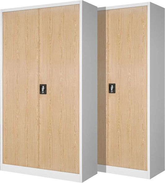 Zestaw 2 Szaf Aktowych C001H Szafka Biurowa Metalowa na Akta – 195 cm, 90 cm, 40 cm, biały
