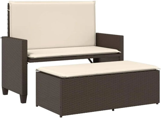 Sofa — z poduszkami, z technorattanu, 2 w