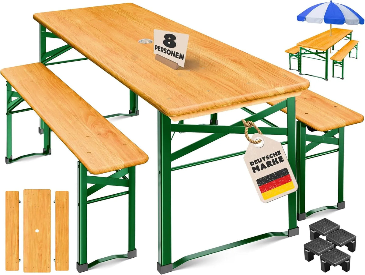® 3-Częściowy Zestaw mebli ogrodowych i komplet wypoczynkowy Do Namiotu — z drewna, składana konstrukcja, 170 × 46 × 75 cm