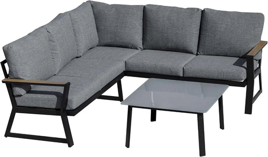 Outsunny 3-częściowy Sofa: z poduszkami, z aluminium, szary