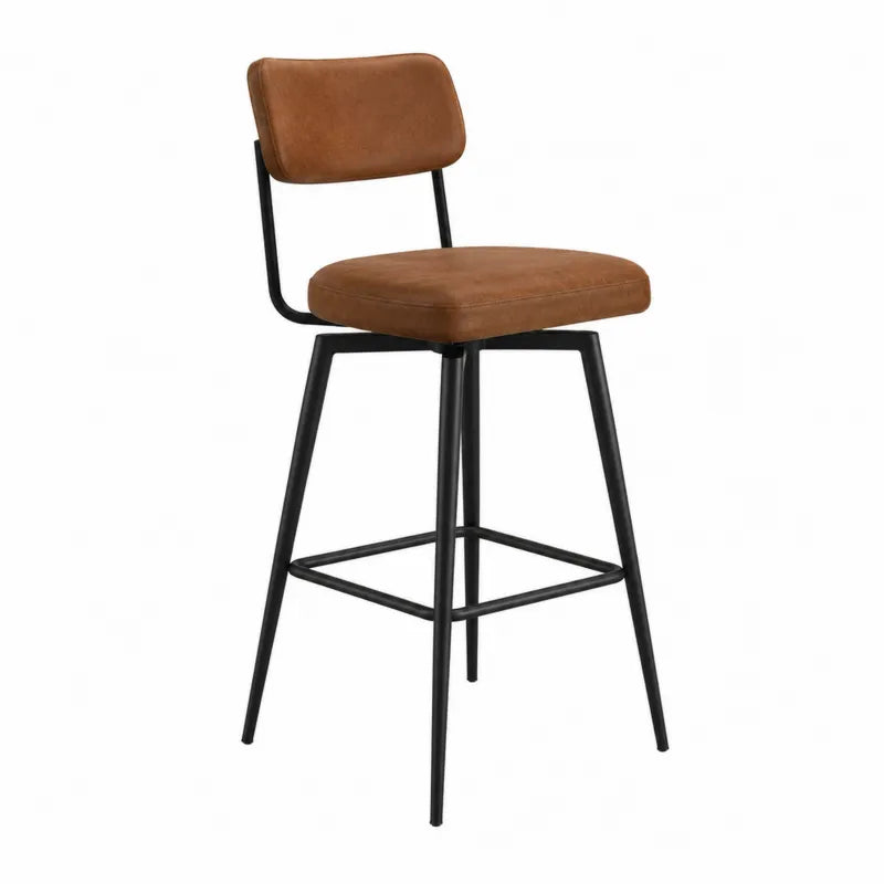 Stołek barowy z tkaniny brązowy i stalowy 105 cm