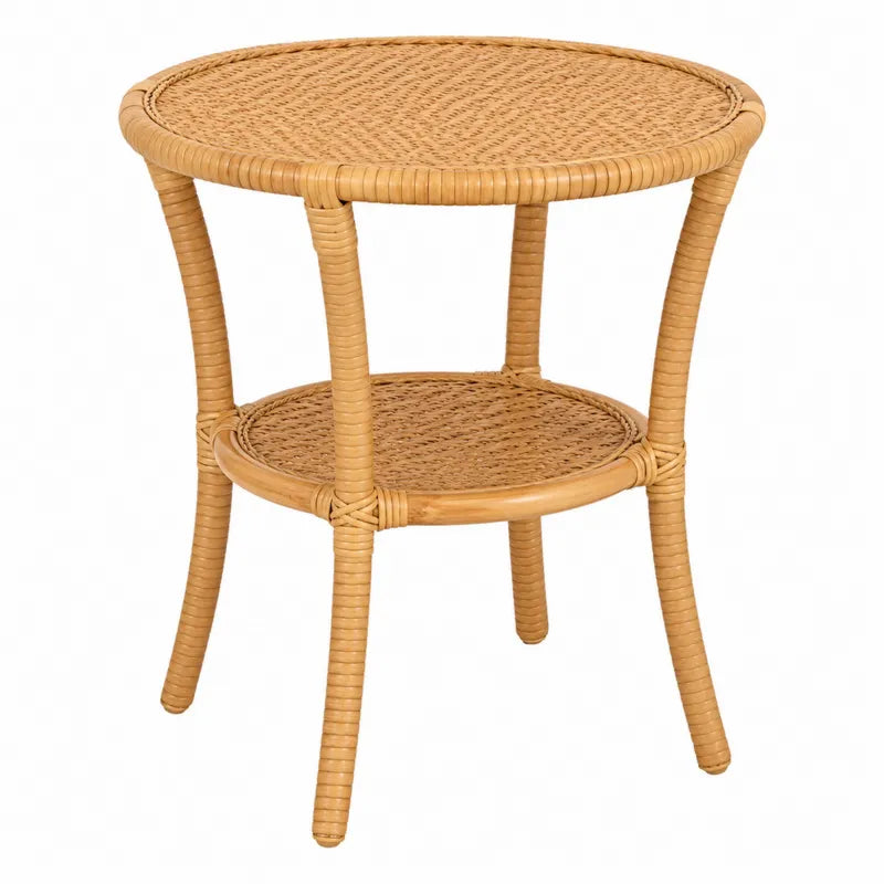 Stół okrągły rattanowy beżowy 60cm