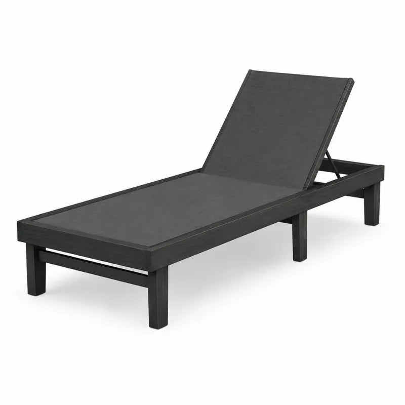 Leżak aluminiowy z czarną tkaniną tekstylną 200x65x35 cm