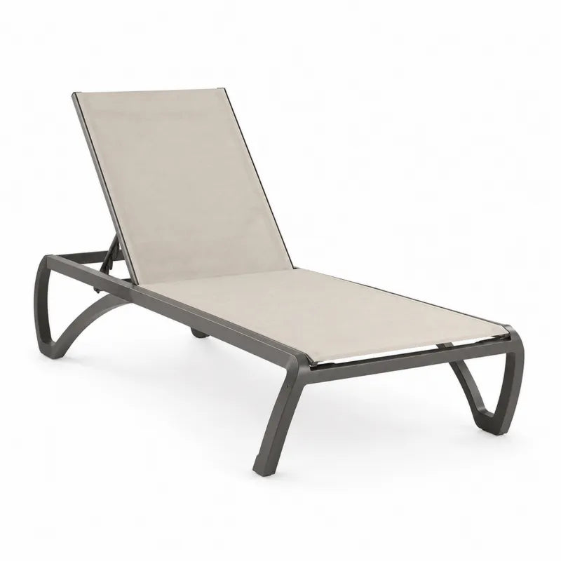 Leżak aluminiowy z beżową tkaniną tekstylną 196cm