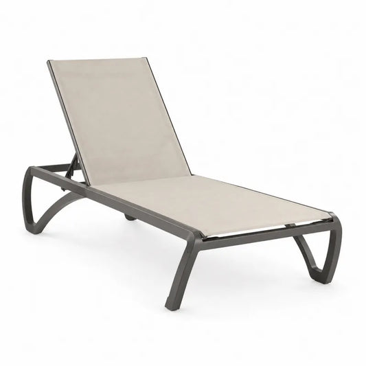 Leżak aluminiowy z beżową tkaniną tekstylną 196cm