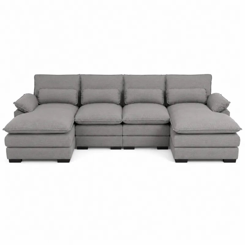 Modułowa sofa narożna z tkaniny poliestrowej szara 300 cm