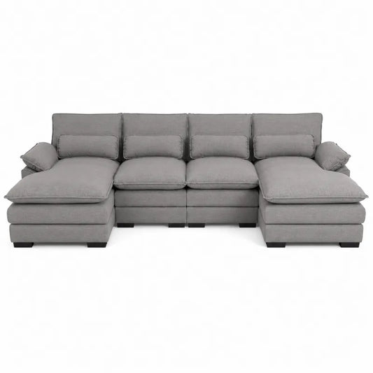Modułowa sofa narożna z tkaniny poliestrowej szara 300 cm