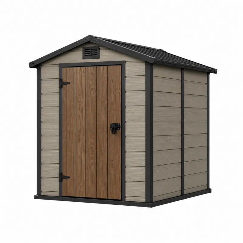 Domek ogrodowy z polipropylenu 185x152x226 cm brązowy/beżowy