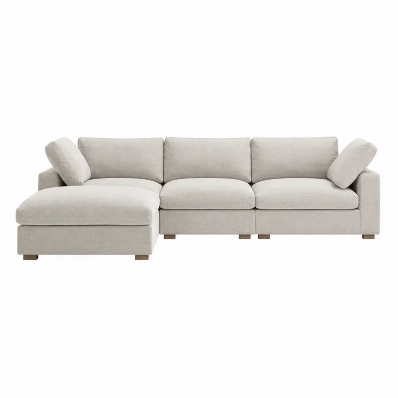 Sofa modułowa L z tkaniny lnianej beżowa 300x200x85 cm