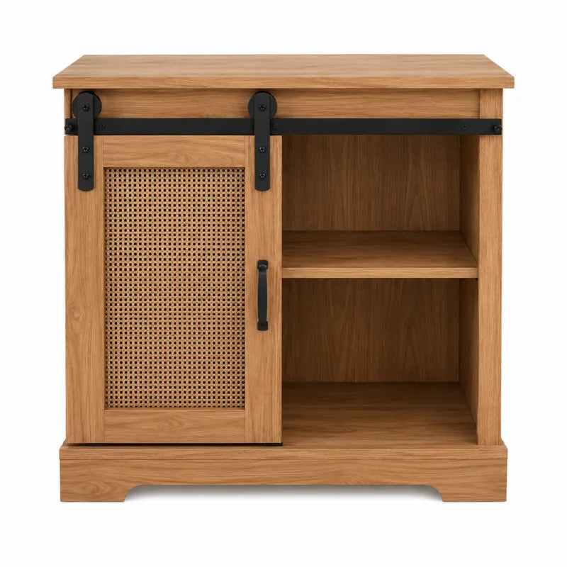Szafka drewniana z drzwiami rattanowymi 80x40x90 cm