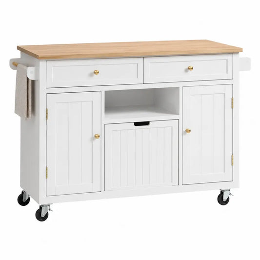 Wózek kuchenny z drzwiami z MDF i blatem z drewna dębowego 120cm